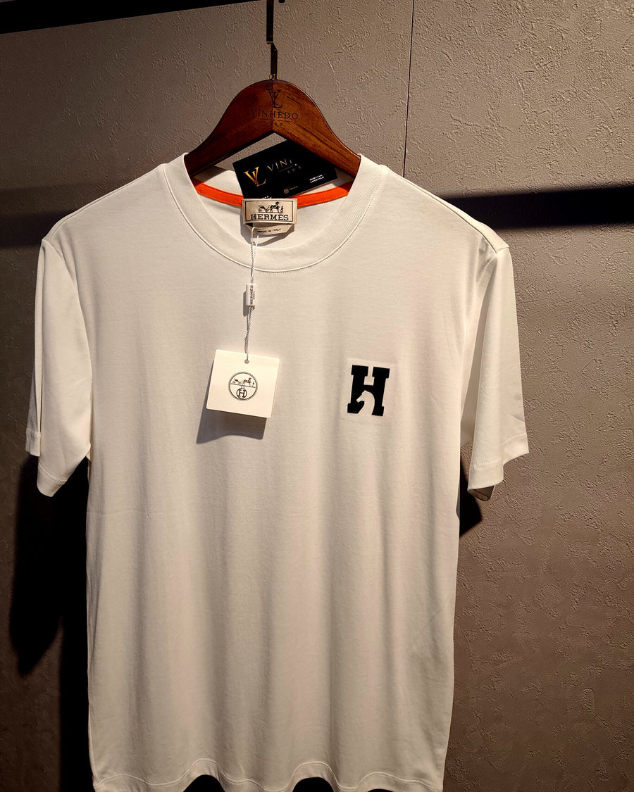 Camiseta Hermes Branco com preto