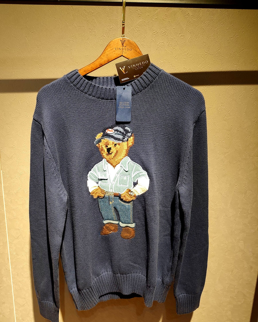 Suéter Polo Bear Ralph Lauren Azul marinho Urso com Bolso