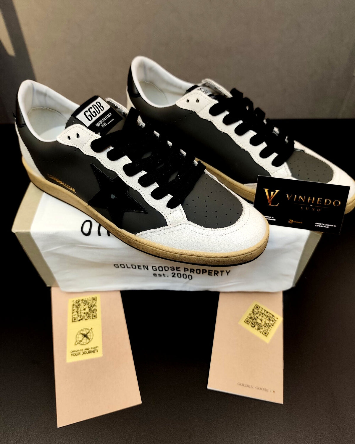 Golden Goose Ball-Star Branco/cinza com estrela preta