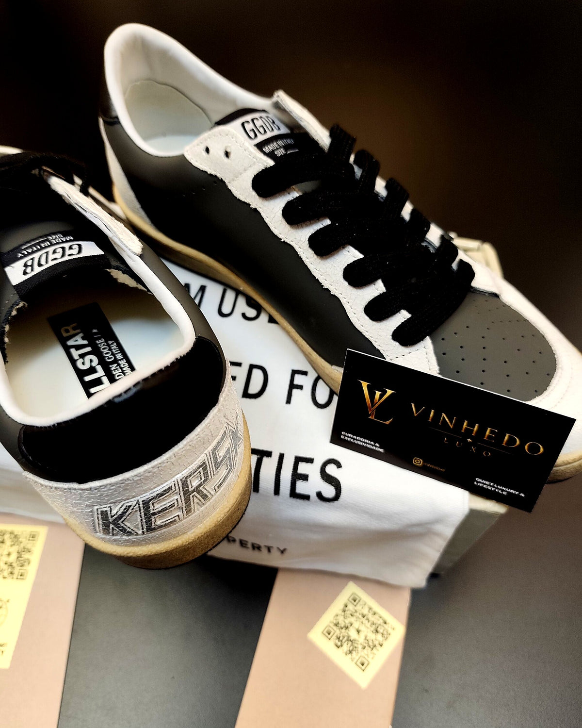 Golden Goose Ball-Star Branco/cinza com estrela preta