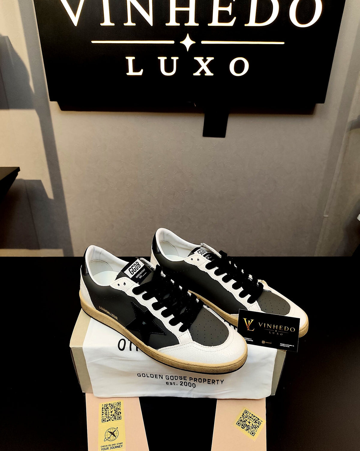 Golden Goose Ball-Star Branco/cinza com estrela preta