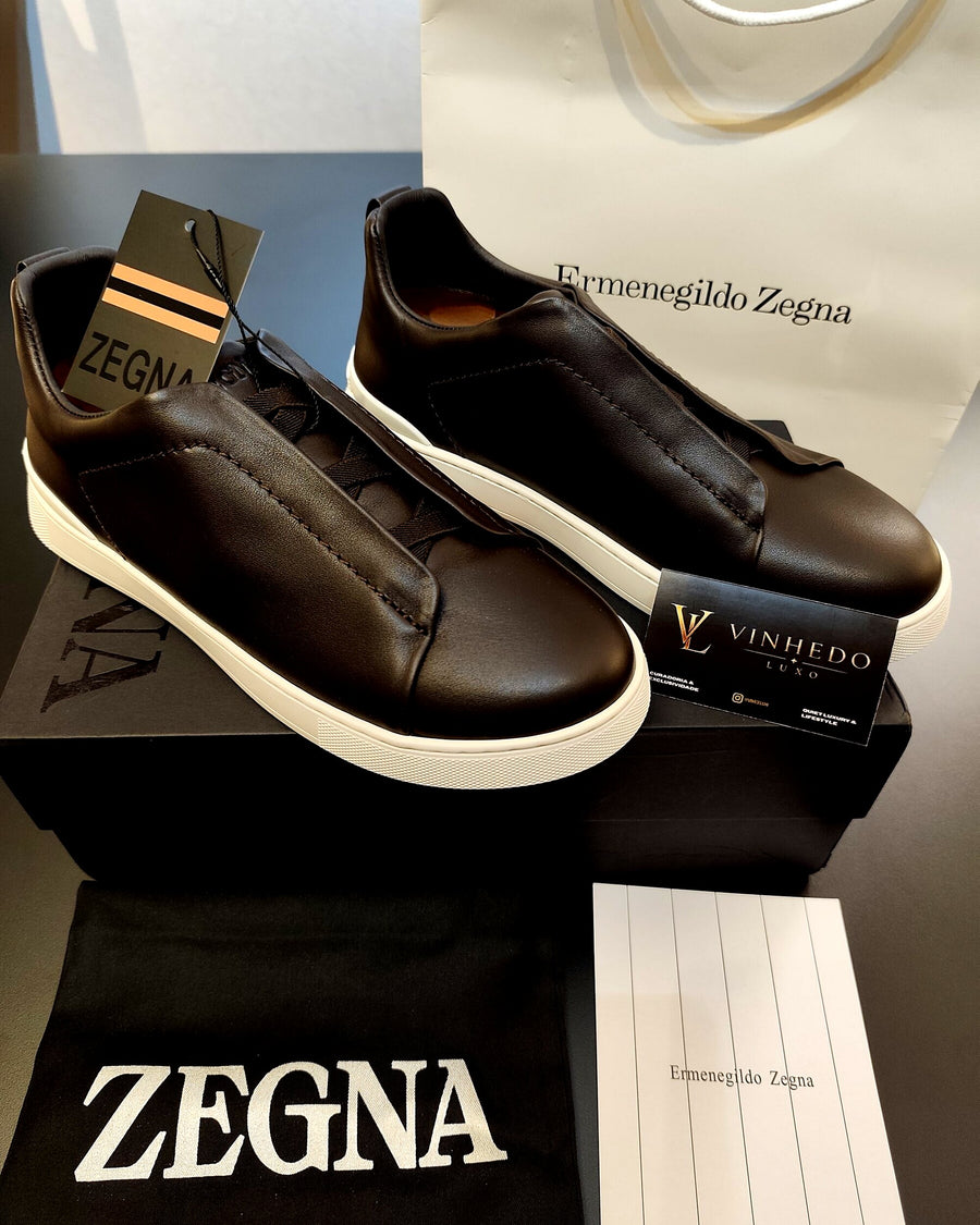 Zegna Triple Stitch | Couro Marrom escuro