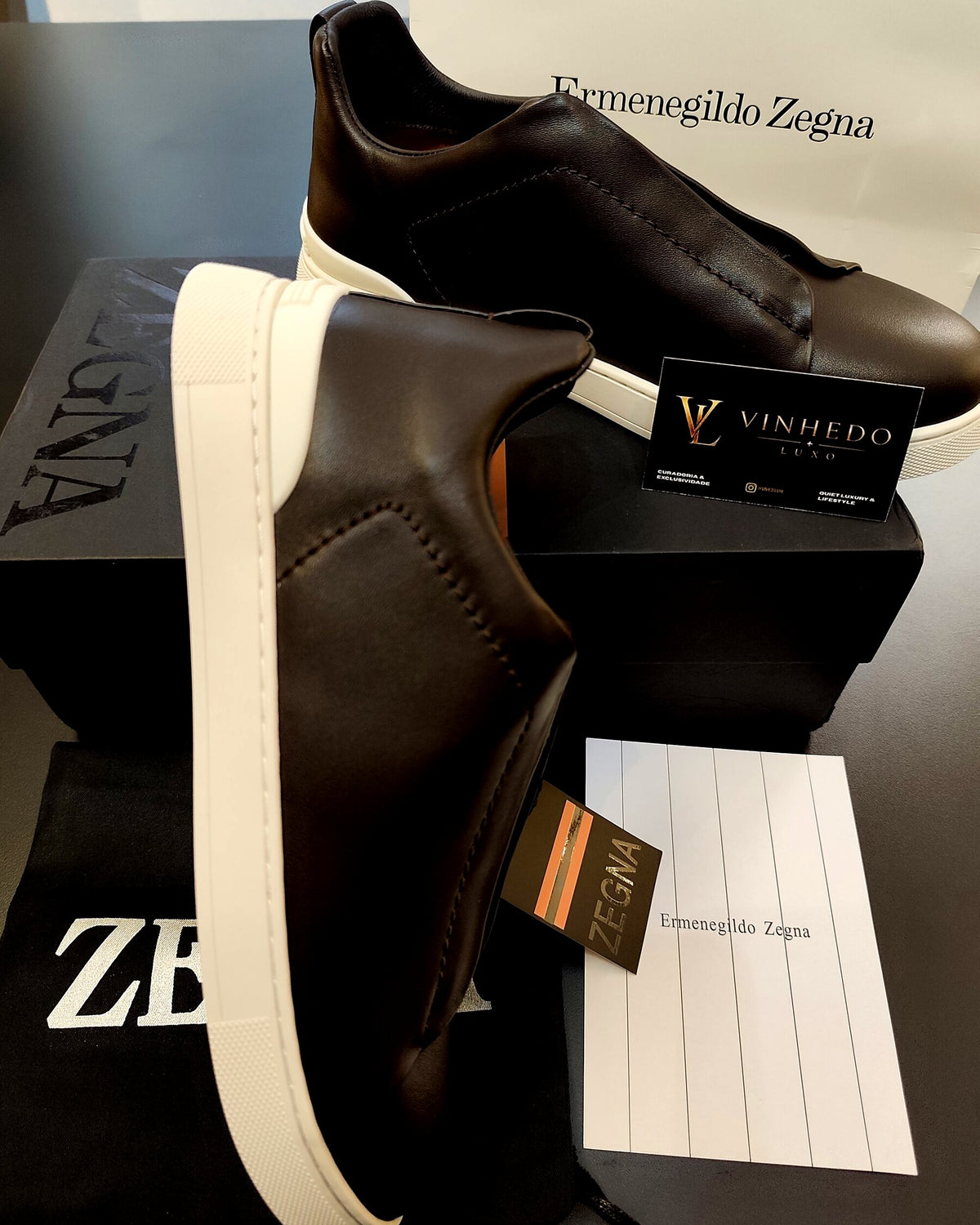 Zegna Triple Stitch | Couro Marrom escuro