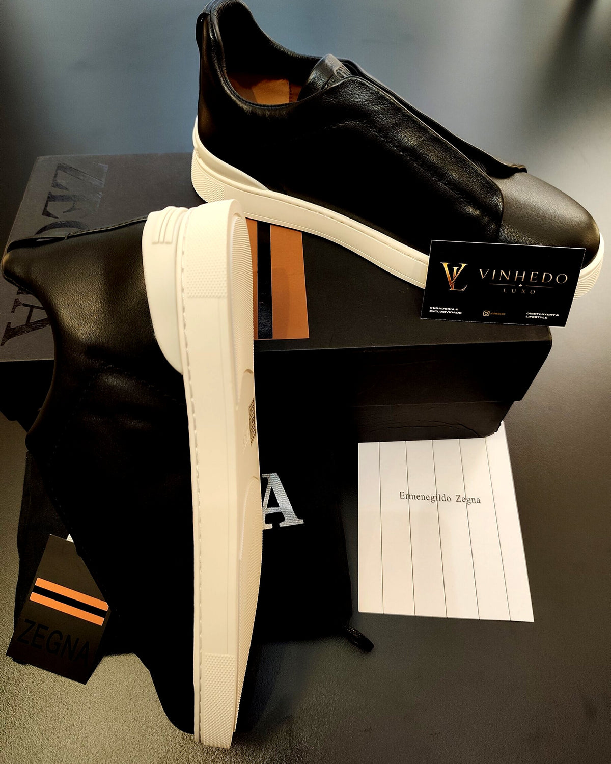 Zegna Triple Stitch | Couro Preto