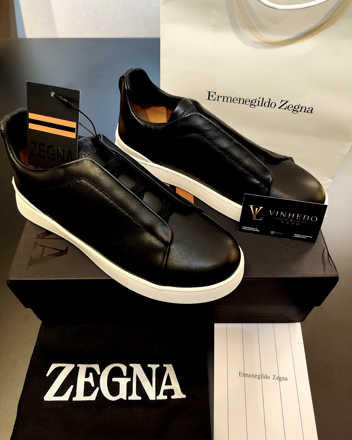 Zegna Triple Stitch | Couro Preto