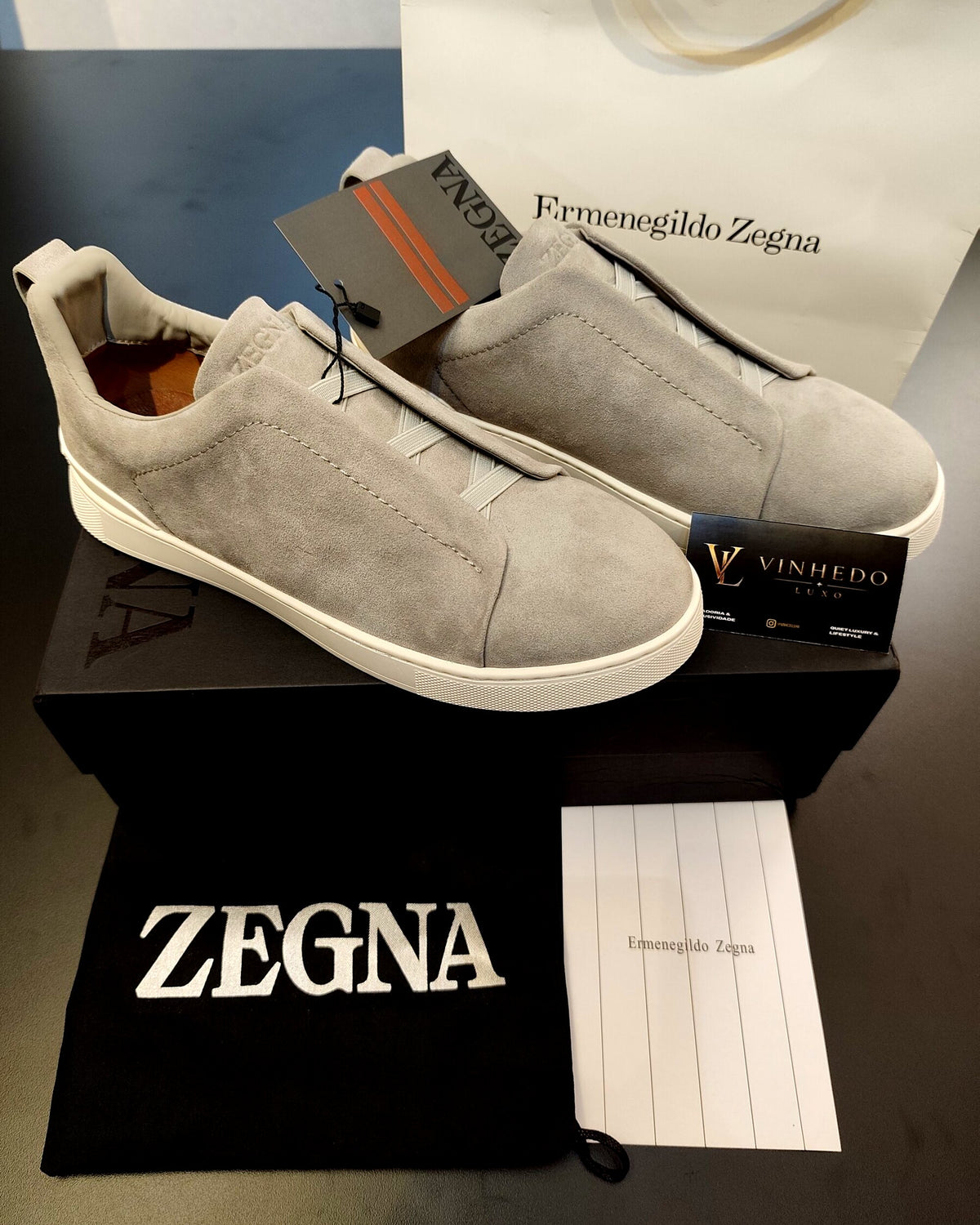 Zegna Triple Stitch | Suede Cinza