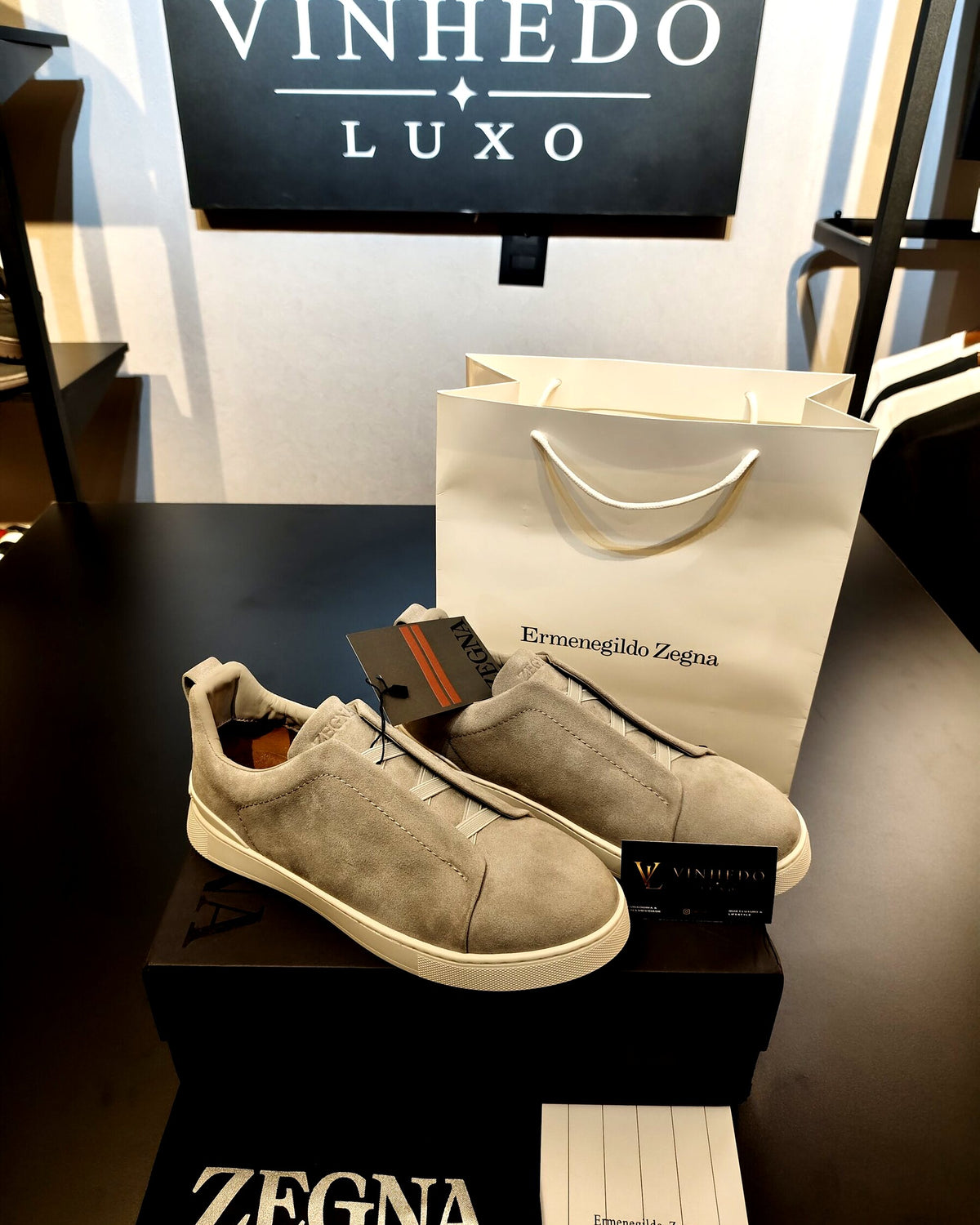 Zegna Triple Stitch | Suede Cinza